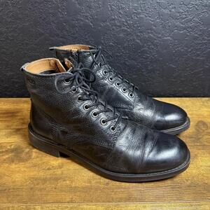 Clarks Faulkner Combat Boots Mens Size 8.5 Black Leather Zipper Ankle Round Toe